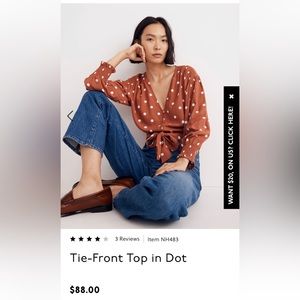 NWT sold out Madewell front tie polka dot shirt